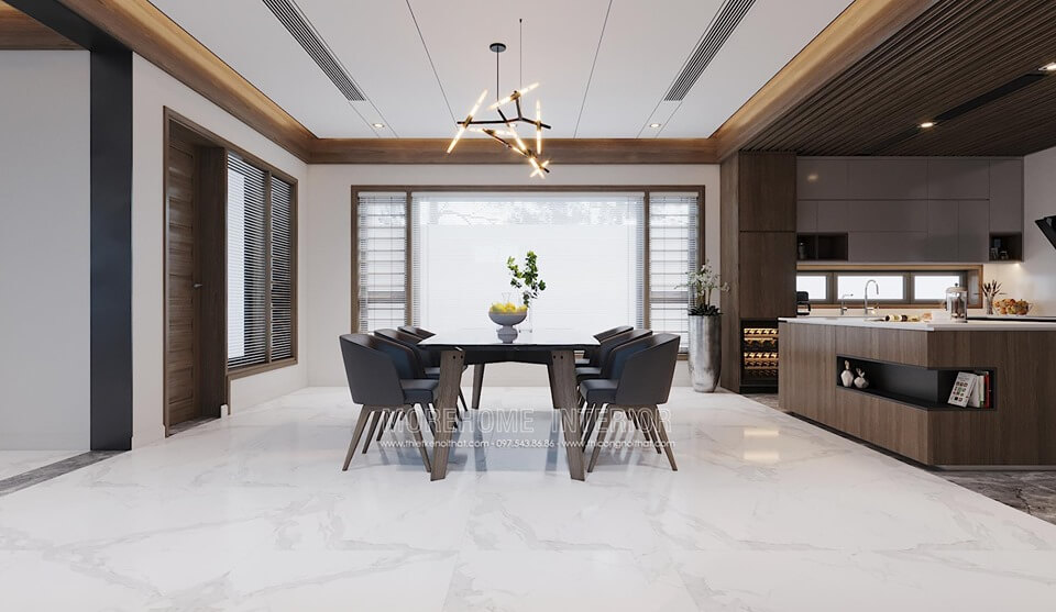 Thiết kế nội thất phòng bếp nhà phố hiện đại sang trọng Thiết kế nhà bếp tiện nghi