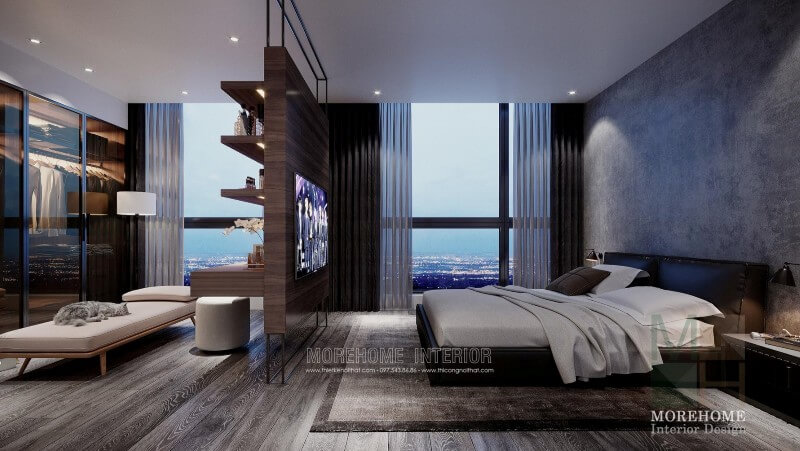 Thiết kế nội thất phòng ngủ master chung cư sang trọng và thoải mái, bạn có thể thư giãn trong không gian riêng tư của mình sau một ngày làm việc mệt mỏi Thiết kế chung cư