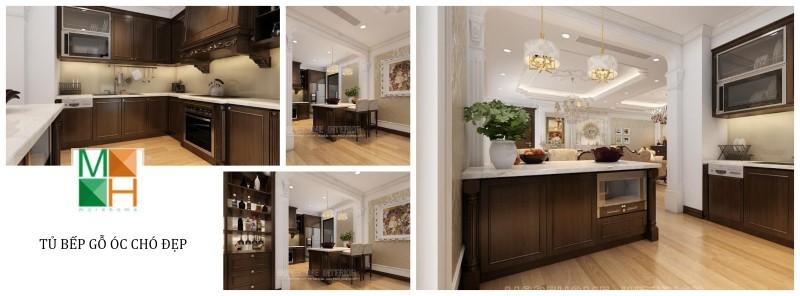 Thiết kế nội thất gỗ óc chó Tủ bếp gỗ óc chó