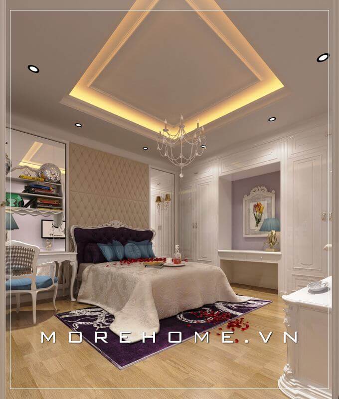 Giường ngủ chung cư tân cổ điển Giường ngủ chung cư tân cổ điển