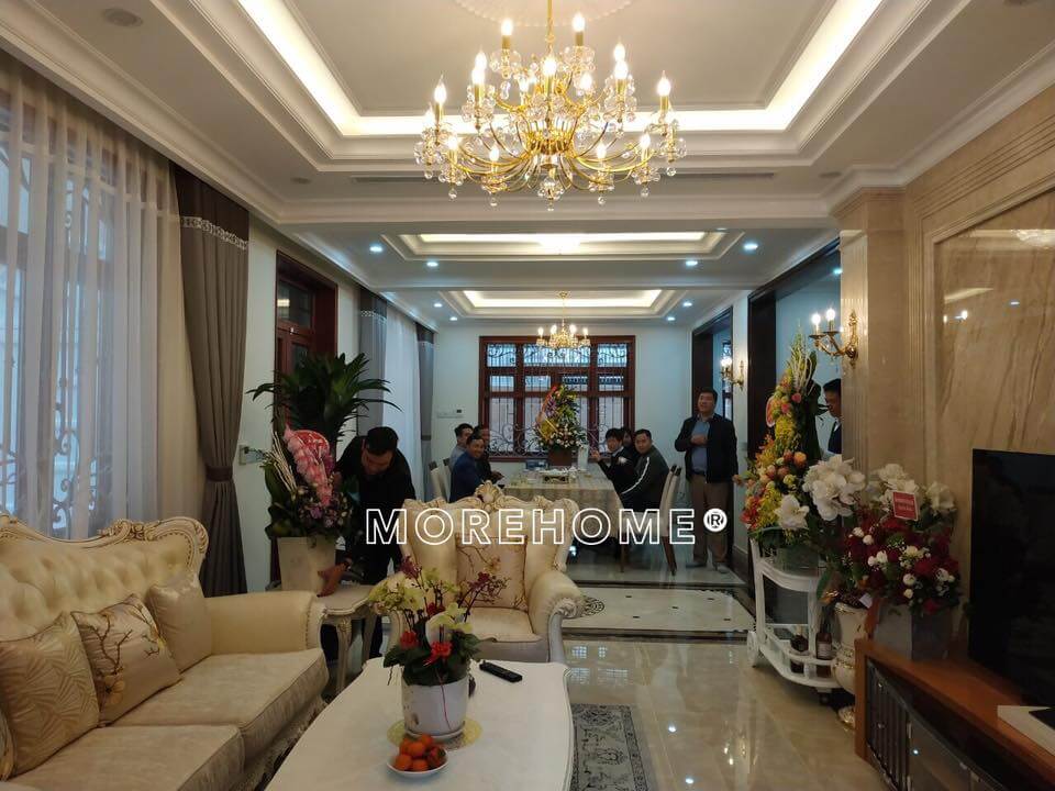 Thi công nội thất phòng khách sang trọng cho biệt thự tân cổ điển