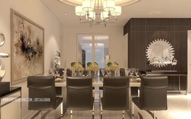 Phòng ăn chung cư tân cổ điển Thăng Long Number One