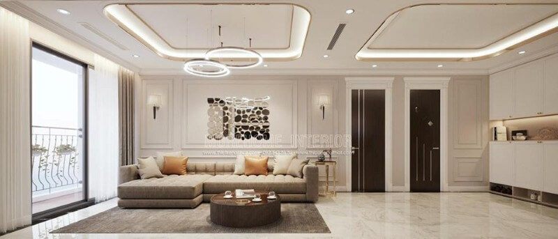 Bộ sofa bọc da màu nâu sữa mang đến vẻ đẹp ấn tượng cho không gian