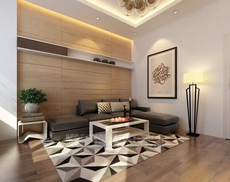 Sofa hiện đại bọc da màu đen, kiểu dáng đơn giản nhưng không kém phần sang trọng cho phòng khách