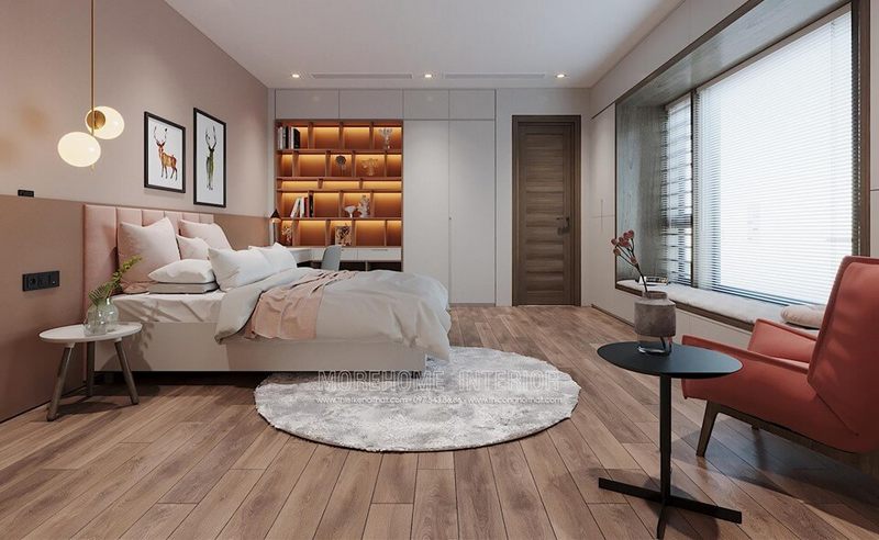 Trang trí phòng ngủ nhẹ nhàng với tranh và đèn thả trần cho phòng ngủ thoải mái và tươi sáng hơn