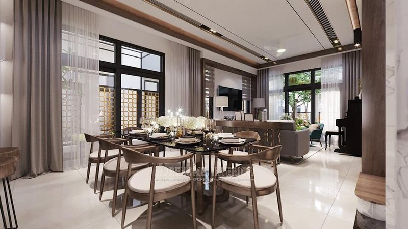 Mẫu bàn ghế ăn đẹp được thiết kế đặc biệt cho biệt thự Starlake Tây Hồ.