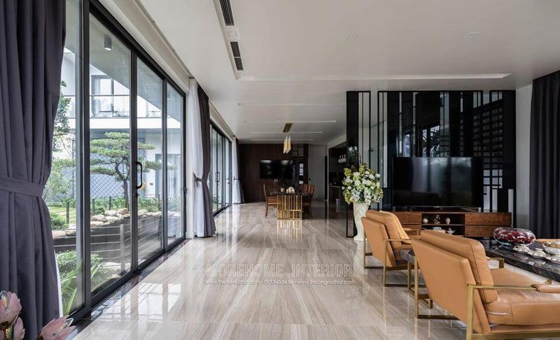 KTS MoreHome đã thực hiện phòng khách sang trọng và hiện đại để tạo ấn tượng cho gia chủ tại Hà Tĩnh.